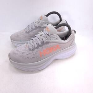 Hoka One One Bondi 8 Athletic Lace Up Running Shoe Womens Size 6.5 F27222H Gray